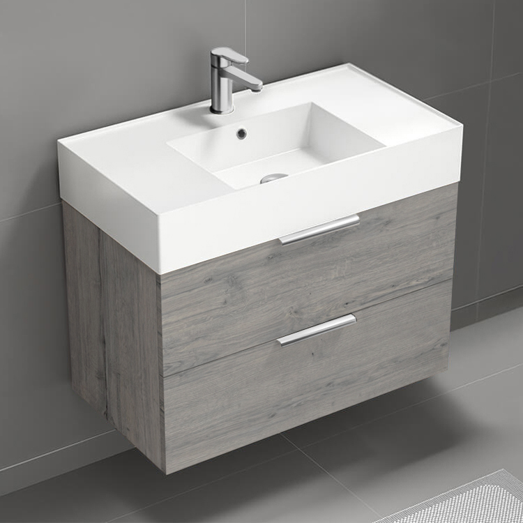 Bathroom Vanity Floating Bathroom Vanity, Modern, 32 Inch, Chrome Handles Nameeks DERIN501